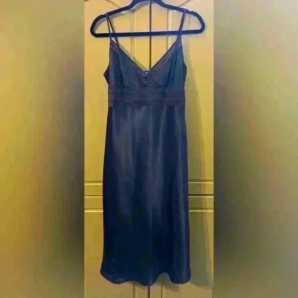 Morgan Taylor Nightgown Womens Medium Brown Satin Mesh And Sequin Chemise